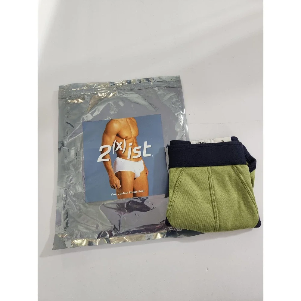 2(x)ist Contour Pouch Brief Sage‎ Navy Vintage Cotton Underwear Small